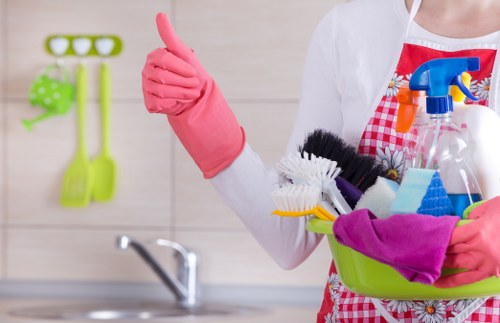 Builders cleaning for a commercial property in the Hammersmith area