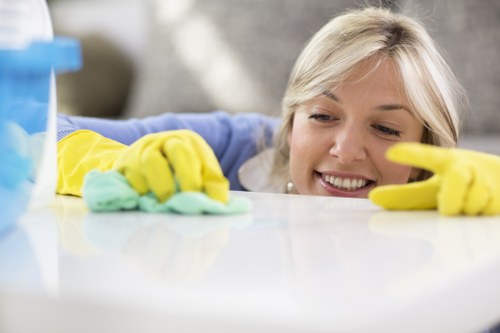 Detailed post-construction cleaning of a kitchen after renovation
