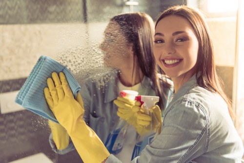 Professional cleaners working in a West London apartment